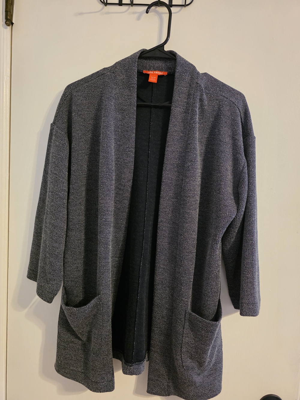 Joe Fresh Women’s Open Front Long Cardigan Jacket Gray Black Size XS